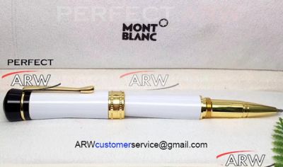 Perfect Replica Mont blanc Bonheur Nuit Fineliner Pen White Resin Gold Clip